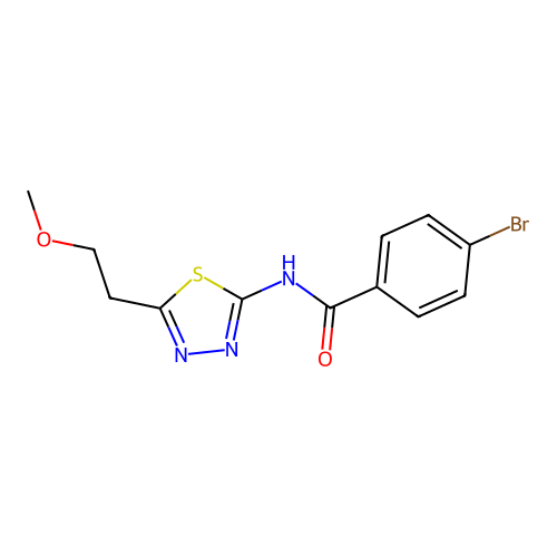 4-bromo-N-[5-(2-methoxyethyl)-1,3,4-thiadiazol-2-yl]benzamide structure