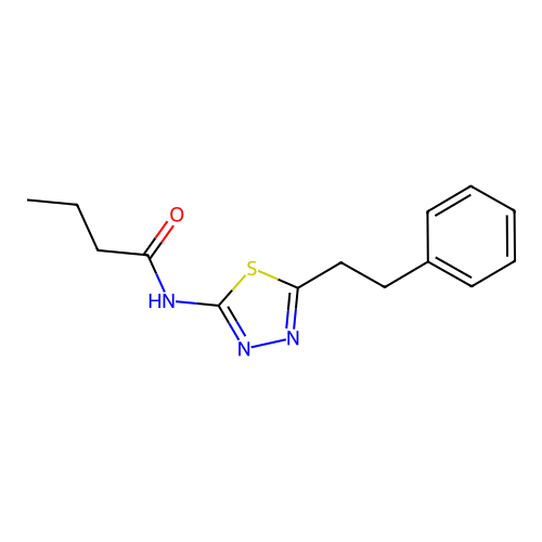 N-[5-(2-phenylethyl)-1,3,4-thiadiazol-2-yl]butanamide structure
