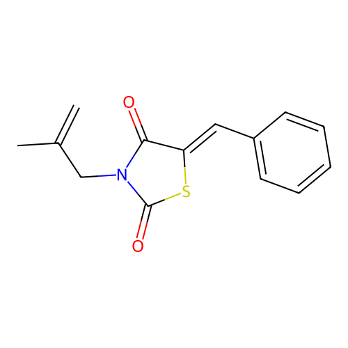 (5Z)-5-benzylidene-3-(2-methylprop-2-en-1-yl)-1,3-thiazolidine-2,4-dione structure