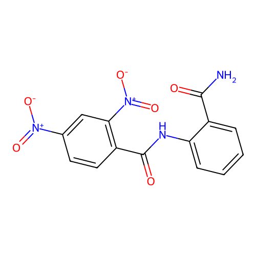N-(2-carbamoylphenyl)-2,4-dinitrobenzamide structure