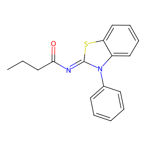 N-(3-phenyl-1,3-benzothiazol-2-ylidene)butanamide structure