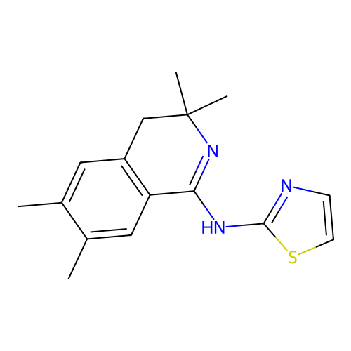 3,3,6,7-tetramethyl-N-(1,3-thiazol-2-yl)-3,4-dihydroisoquinolin-1-amine structure