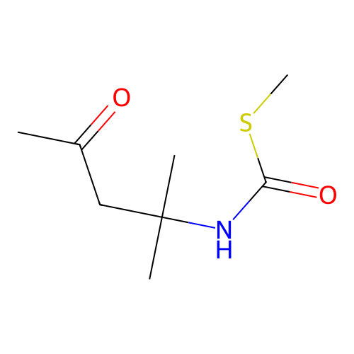 S-methyl (2-methyl-4-oxopentan-2-yl)carbamothioate structure