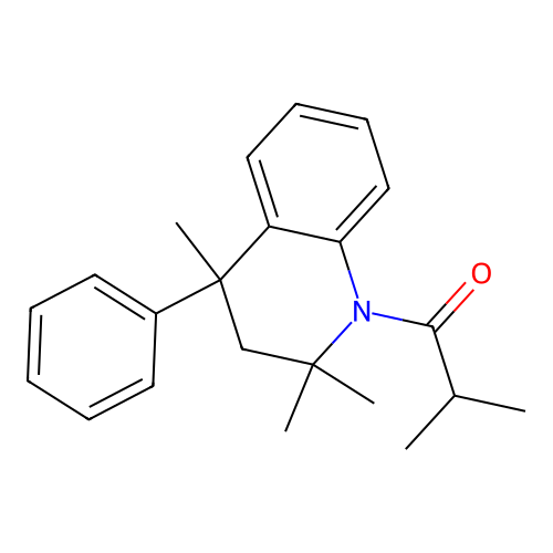 2-methyl-1-(2,2,4-trimethyl-4-phenyl-3,4-dihydroquinolin-1(2H)-yl)propan-1-one structure