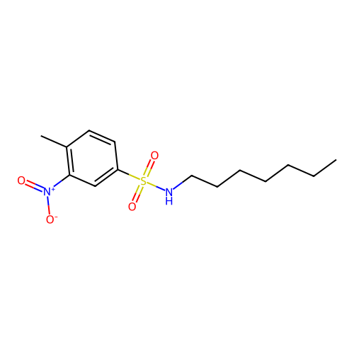 N-heptyl-4-methyl-3-nitrobenzenesulfonamide structure