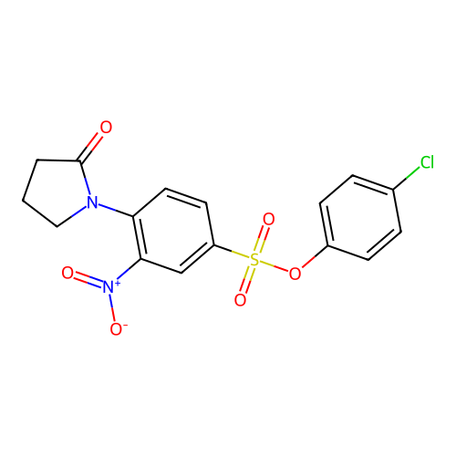 3-Nitro-4-(2-oxo-pyrrolidin-1-yl)-benzenesulfonic acid 4-chloro-phenyl ester structure