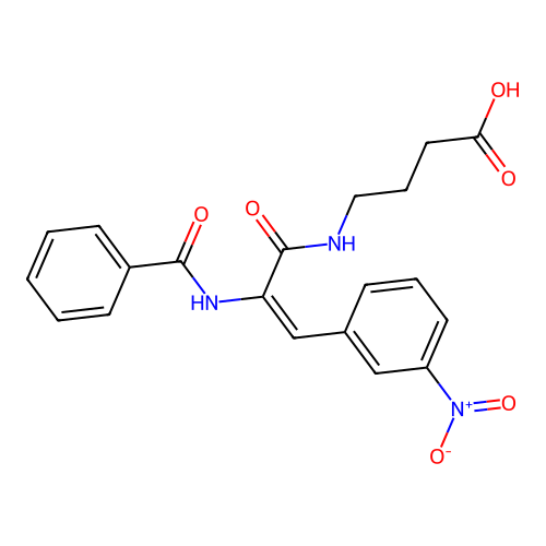 (E)-4-(2-benzamido-3-(3-nitrophenyl)acrylamido)butanoic acid structure