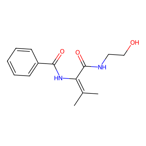 N-(1-((2-hydroxyethyl)amino)-3-methyl-1-oxobut-2-en-2-yl)benzamide structure
