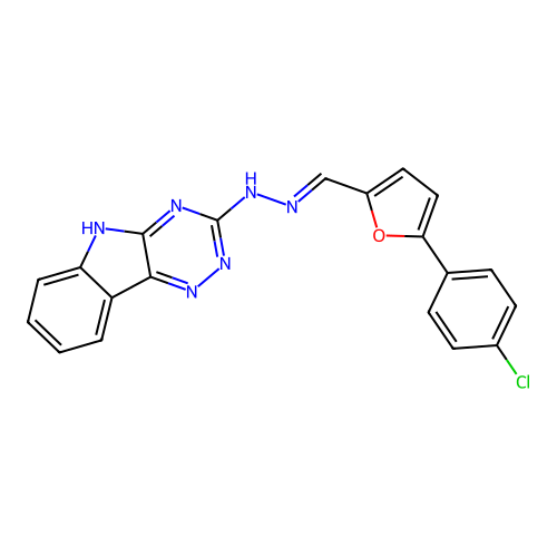 5-(4-chlorophenyl)-2-furaldehyde 5H-[1,2,4]triazino[5,6-b]indol-3-ylhydrazone structure