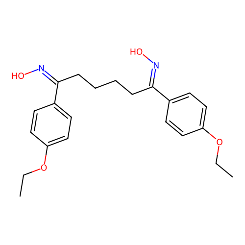 (NE)-N-[(6E)-1,6-bis(4-ethoxyphenyl)-6-hydroxyiminohexylidene]hydroxylamine structure