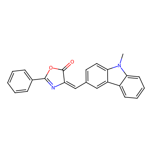 4-[(9-methyl-9H-carbazol-3-yl)methylene]-2-phenyl-1,3-oxazol-5(4H)-one structure