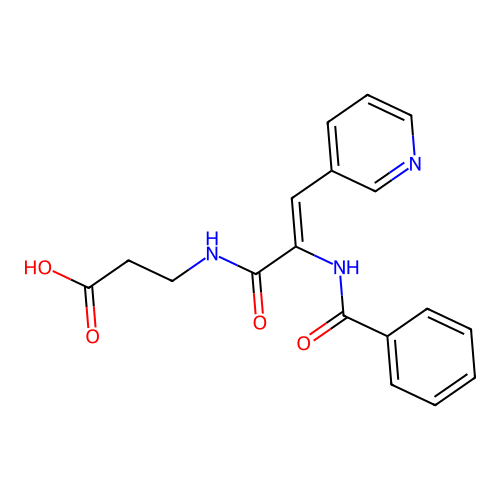 (Z)-3-(2-benzamido-3-(pyridin-3-yl)acrylamido)propanoic acid structure
