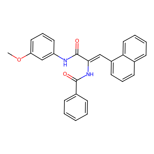 N-[1-[(3-methoxyphenyl)carbamoyl]-2-naphthalen-1-yl-ethenyl]benzamide structure