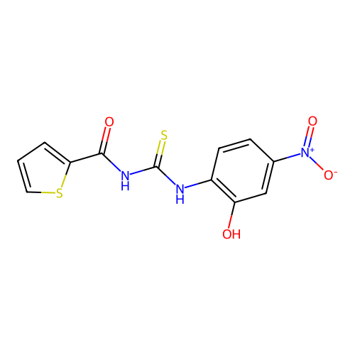 N-[(2-hydroxy-4-nitrophenyl)carbamothioyl]thiophene-2-carboxamide structure