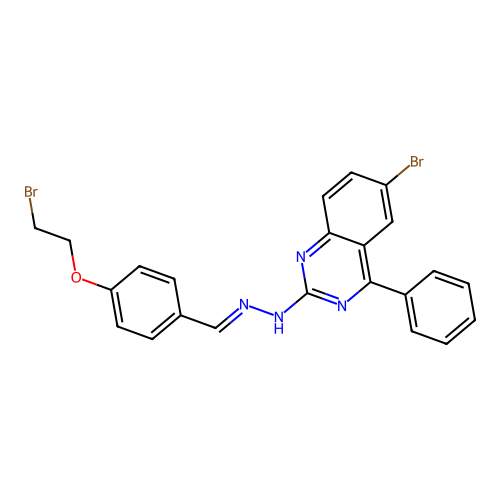6-bromo-2-{(2E)-2-[4-(2-bromoethoxy)benzylidene]hydrazinyl}-4-phenylquinazoline structure