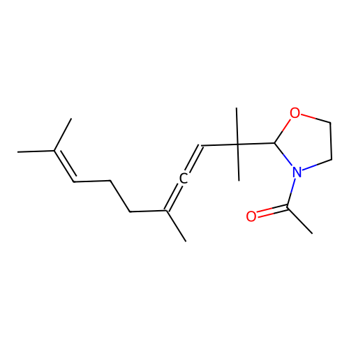 1-[2-(2,5,9-Trimethyldeca-3,4,8-trien-2-yl)-1,3-oxazolidin-3-yl]ethanone structure