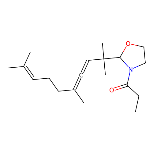 1-(2-(2,5,9-Trimethyldeca-3,4,8-trien-2-yl)oxazolidin-3-yl)propan-1-one structure