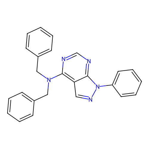 N,N-dibenzyl-1-phenyl-1H-pyrazolo[3,4-d]pyrimidin-4-amine structure