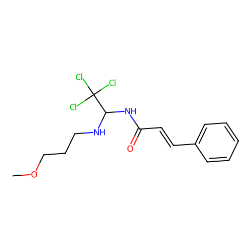 3-Phenyl-N-(2,2,2-trichloro-1-((3-methoxypropyl)amino)ethyl)acrylamide structure