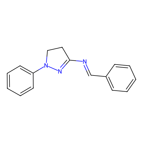 N-benzylidene-N-(1-phenyl-4,5-dihydro-1H-pyrazol-3-yl)amine structure