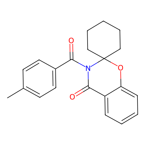 3-(4-methylbenzoyl)spiro[benzo[e][1,3]oxazine-2,1'-cyclohexan]-4(3H)-one structure