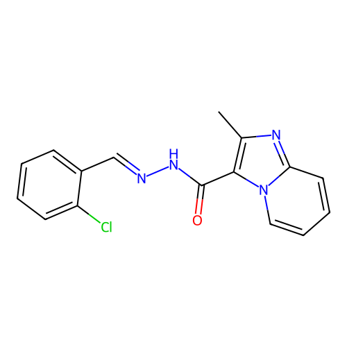 N'-(2-chlorobenzylidene)-2-methylimidazo[1,2-a]pyridine-3-carbohydrazide structure