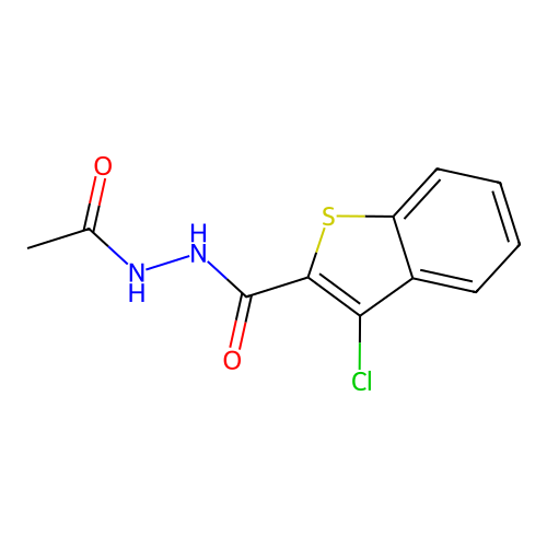 N'-acetyl-3-chloro-1-benzothiophene-2-carbohydrazide structure