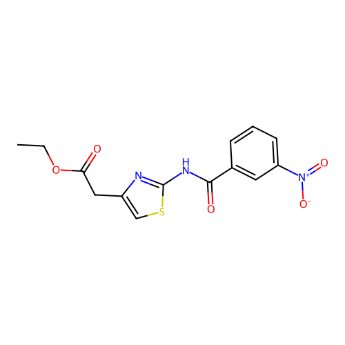 Ethyl (2-{[(3-nitrophenyl)carbonyl]amino}-1,3-thiazol-4-yl)acetate structure