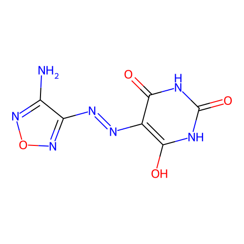 5-[(4-amino-1,2,5-oxadiazol-3-yl)hydrazinylidene]-1,3-diazinane-2,4,6-trione structure