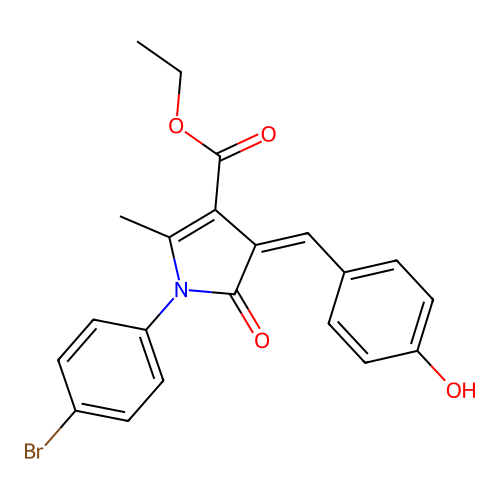 (Z)-ethyl 1-(4-bromophenyl)-4-(4-hydroxybenzylidene)-2-methyl-5-oxo-4,5-dihydro-1H-pyrrole-3-carboxylate structure