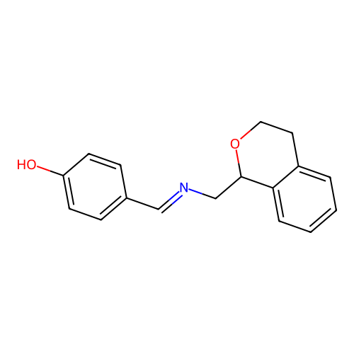(E)-4-(((isochroman-1-ylmethyl)imino)methyl)phenol structure