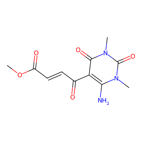 methyl (E)-4-(4-amino-1,3-dimethyl-2,6-dioxopyrimidin-5-yl)-4-oxobut-2-enoate structure