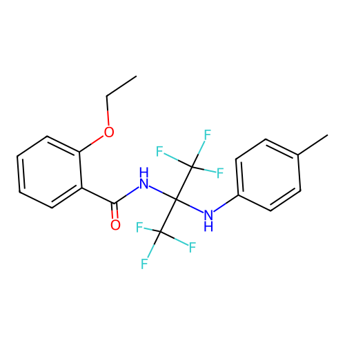 2-ethoxy-N-(1,1,1,3,3,3-hexafluoro-2-(p-tolylamino)propan-2-yl)benzamide structure