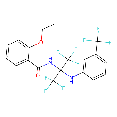 2-ethoxy-N-[1,1,1,3,3,3-hexafluoro-2-[3-(trifluoromethyl)anilino]propan-2-yl]benzamide structure
