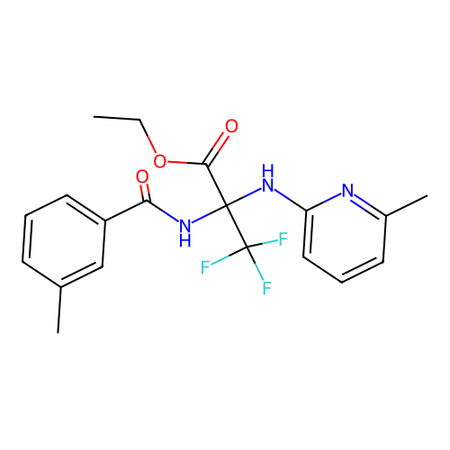 Ethyl 3,3,3-trifluoro-2-[(3-methylbenzoyl)amino]-2-[(6-methylpyridin-2-yl)amino]propanoate structure