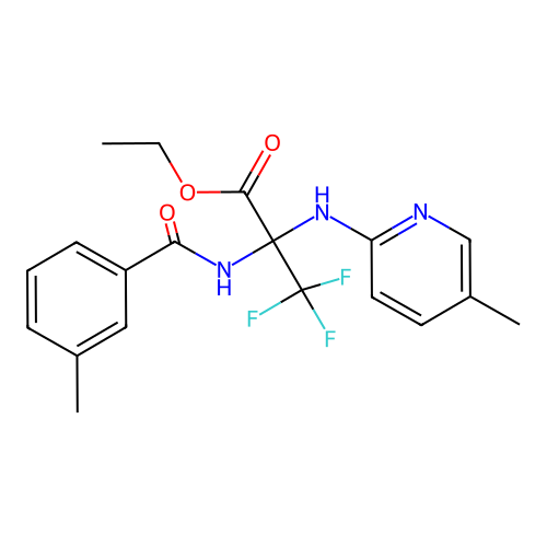 Ethyl 3,3,3-trifluoro-2-[(3-methylbenzoyl)amino]-2-[(5-methylpyridin-2-yl)amino]propanoate structure
