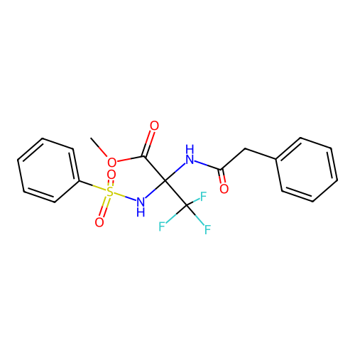 Methyl 3,3,3-trifluoro-2-(2-phenylacetamido)-2-(phenylsulfonamido)propanoate structure