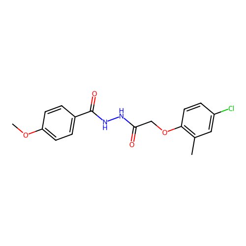 N'-[(4-chloro-2-methylphenoxy)acetyl]-4-methoxybenzohydrazide structure