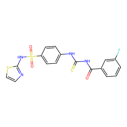 4-[3-(3-Fluoro-benzoyl)-thioureido]-N-thiazol-2-yl-benzenesulfonamide structure