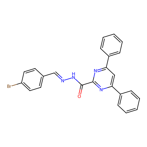 N-[(E)-(4-bromophenyl)methylideneamino]-4,6-diphenylpyrimidine-2-carboxamide structure