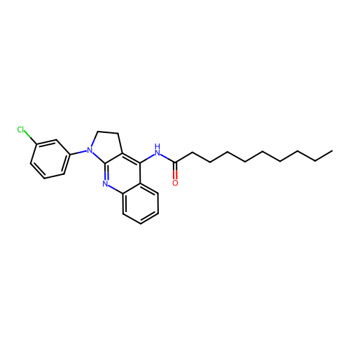 N-[1-(3-chlorophenyl)-2,3-dihydro-1H-pyrrolo[2,3-b]quinolin-4-yl]decanamide structure