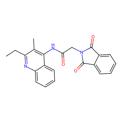 2-(1,3-dioxoisoindolin-2-yl)-N-(2-ethyl-3-methylquinolin-4-yl)acetamide structure