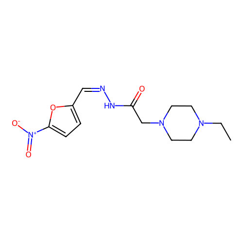 2-(4-ethylpiperazin-1-yl)-N-[(Z)-(5-nitrofuran-2-yl)methylideneamino]acetamide structure