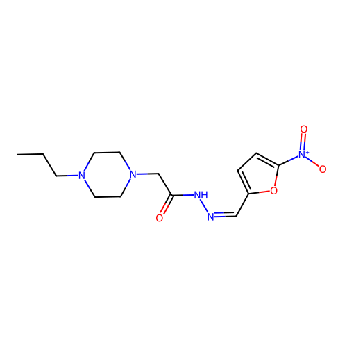 N-[(Z)-(5-nitrofuran-2-yl)methylideneamino]-2-(4-propylpiperazin-1-yl)acetamide structure