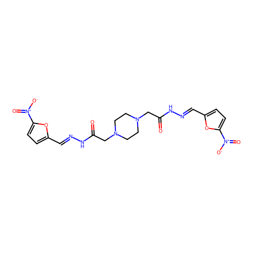 1,4-Piperazinediacetic acid, bis((5-nitrofurfurylidene)hydrazide) structure