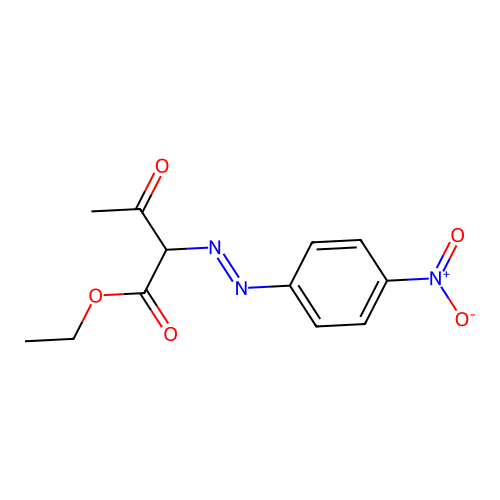 Ethyl 2-(2-(4-nitrophenyl)diazenyl)-3-oxobutanoate structure