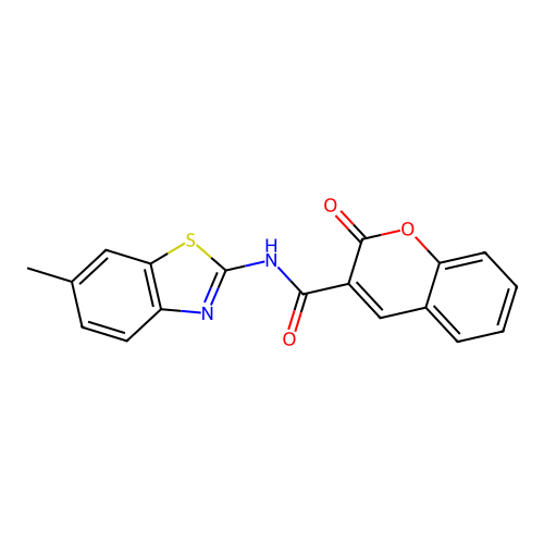 N-(6-methyl-1,3-benzothiazol-2-yl)-2-oxo-2H-chromene-3-carboxamide structure