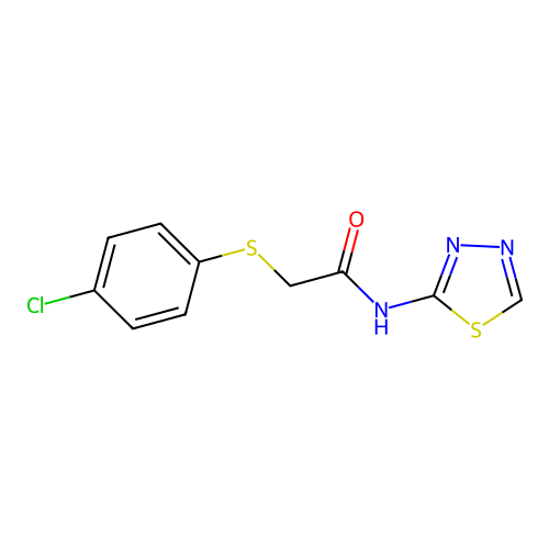 2-[(4-chlorophenyl)sulfanyl]-N-[(2Z)-1,3,4-thiadiazol-2(3H)-ylidene]acetamide structure