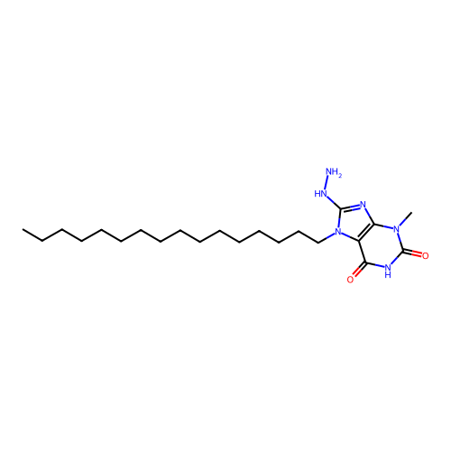 7-hexadecyl-8-hydrazinyl-3-methyl-3,7-dihydro-1H-purine-2,6-dione structure