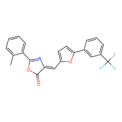 (Z)-2-(o-tolyl)-4-((5-(3-(trifluoromethyl)phenyl)furan-2-yl)methylene)oxazol-5(4H)-one structure